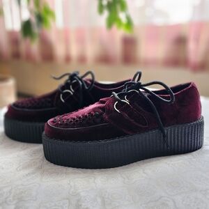 Burgundy Velvet Platform Creepers
